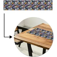 MuchoWow Tafelloper 150x30 cm - Tafelmat vinyl Pastel - Viooltjes - Groen - Patroon - Tafeldecoratie - Tafelversiering - Keuken decoratie - Tafel versiering