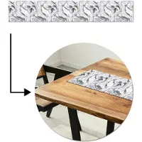 MuchoWow Tafelloper 180x30 cm - Tafelmat vinyl Wit - Marmer print - Golvend - Grafiet - Tafeldecoratie - Tafelversiering - Keuken decoratie - Tafel versiering