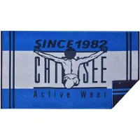 Chiemsee San Martin strandlaken van zacht katoen in absorberende badstofmix, duurzaam en eerlijk, kleur: blauw en wit, afmetingen: 100 x 180 cm