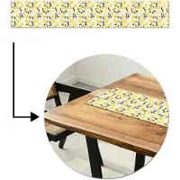 MuchoWow Tafelloper 180x30 cm - Tafelmat vinyl Citroenen - Geel - Wit - Stippen - Tafeldecoratie - Tafelversiering - Keuken decoratie - Tafel versiering
