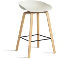 HAY Barstoel AAS32 Low Water-Based Lacquered Oak Veneer 4 Leg Base Black Powder Coated Steel Footrest H65 Melange Cream 2.0