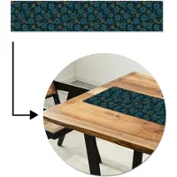 MuchoWow Tafelloper 150x30 cm - Tafelmat vinyl Blauw - Patroon - Retro - Tafeldecoratie - Tafelversiering - Keuken decoratie - Tafel versiering