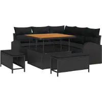 vidaXL Tuinbank Set 8 st 7-Aantal zitplaatsen Zwart