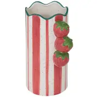 Atmosphera - Keramieken Vaas Fruity Multicolor - 23.5 cm Gestreept - Waterdicht - Aardbei - Strawberry - Vase