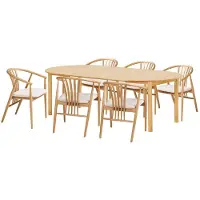 Ebuy24 Bjørg eethoek eettafel 6 stoelen natuur.