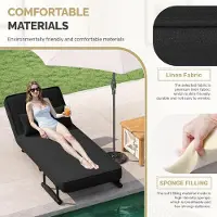 Zwart Slaapstoel 4-in-1 uitklapbaar 180x57 cm – Opvouwbare slaapbank & logeerbed met verstelbare rugleuning – Ruimtebesparende relaxstoel met metalen frame en linnen – – Pauwhome