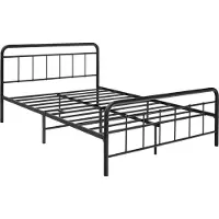 Costway Metalen Platform Bed, Modern Bedframe met Hoofdbord & Voetbord, Zware Stalen Latten Ondersteunen Matrasstichting, Geen Boxspring nodig, Geluidsvrij, Zwart