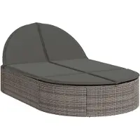 vidaXL Ligbed 2-persoons met kussens poly rattan grijs