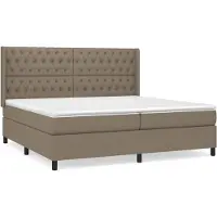 vidaXL Boxspring met matras stof taupe 200x200 cm