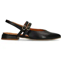 Manfield Zwarte leren slingbacks | Maat 39
