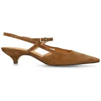 Manfield Cognac suède slingbacks met kittenheel | Maat 40