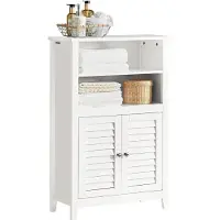 SoBuy BZR13-W Badmeubel, badkast met twee planken en deuren. Kast voor de badkamer, badkameraccessoire, dressoir, kast voor de hal. Wit. Afmetingen (ongeveer): 60x90x26 cm
