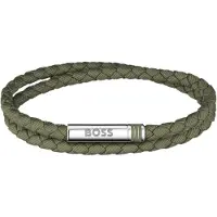 BOSS Double-braided green cuff with logo closure