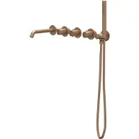 Ivy Aia Bond Afbouwdeel Inbouwthermostaat Symmetry 5-gats Met Uitloop - Geborsteld Mat Koper PVD - Kranen, Badkranen, Inbouw Badkranen - 8718835389444