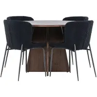 Ebuy24 Bootcut eethoek tafel Ø110cm en 4 teddy stoelen mocca.