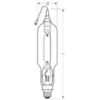 Radium Halogeen gasontladingslamp E40 2000W HRI-TS D helder, Glas