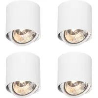 QAZQA Set van 4 design opbouwspots wit GU10 111mm - Impact