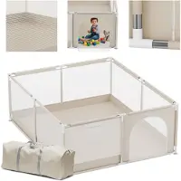 Huzaro Cozy 25 - Grondbox / baby box / kinderbox - 150x180 cm - voor binnen en buiten - beige - ademend gaas - EN71 gecertificeerd - 6 tot 36 maanden - Beige