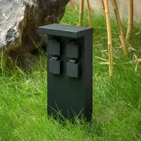 PRIOS Mariel energiezuil, 4 stopcontacten, zwart, zwart, Roestvrij staal, Modern