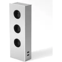 Evotec Stekkertoren Power van roestvrij staal, 3-voudig Power-Steckdosenturm, alu / grijs / zink, Roestvrij staal, Modern