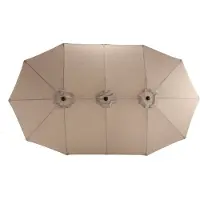 OKWISH Parasol Dubbelzijdig – 450 Cm – Staal – Khaki – Tuin En Terras Schaduw – Met Slinger En 12 Baleinen