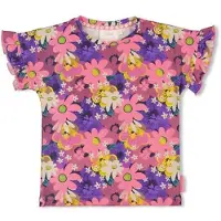 Jubel T-shirt Rolling into Spring roze/paars/geel Meisjes Stretchkatoen Ronde hals - maat 110