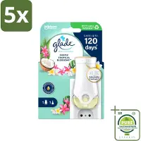 Glade 5 x - Houder Elektrische Olie - Exotic Tropical Blossoms - Zonder Navulling - Grootverpakking - Luchtverfrisser - Geurverspreider - Sense & Spray - Pure Clean Linen - Frisse Geur