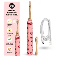 Smyle Sonische Elektrische Tandenborstel met USB-C Oplader, 2 Opzetborstels, Lange Batterijduur en Druksensor - Duurzaam en Effectief Poetsen - Love Machine