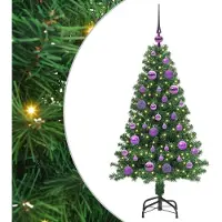 vidaXL Kunstkerstboom Groen 120 cm PVC en Staal en Kunststof