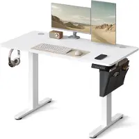 Songmics Elektrisch in Hoogte Verstelbaar Bureau - Stijlvol, Stil & Ergonomisch, mat wit / 60T x 120B x (72-120)H cm