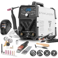 Stahlwerk DC TIG 200 ST - Volledig uitgeruste set - Combi TIG lasapparaat met 200 A en MMA, lassen van staal, roestvrij staal en nog veel meer. (geen ALU-lassen)
