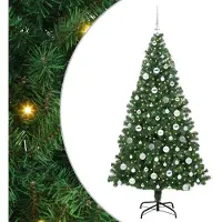 vidaXL Kunstkerstboom Groen 180 cm PVC en Staal en Kunststof