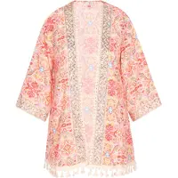 IZIA Kimono lichtblauw / geel / rosa / grenadine