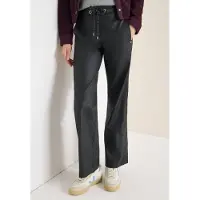 Cecil Dames Broek met gecoate Wide Legs - Zwart - XXL