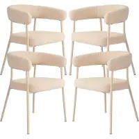 En.casa Eetkamerstoel 'Huk', set van 4, bekleed met textiel, metalen poten, beige kleur