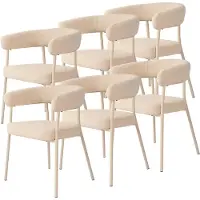 En.casa Eetkamerstoel 'Huk', set van 6, bekleed met textiel, metalen poten, beige kleur