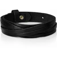 LGT JWLS Zwarte leren armband met gesneden leer