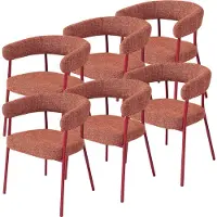 En.casa Eetkamerstoel 'Huk', set van 6, bekleed met textiel, metalen poten, rood