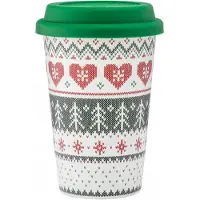 Altomdesign Porseleinen Mok 390ml met Siliconen Deksel - Ideaal voor Koffie & Thee
