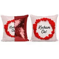 Domarex Decoratieve Kussenhoes 40x40cm met Pailletten - "Ik Hou Van Jou"