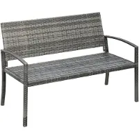 Merax Tuinbank Rattanlook - 2 Persoons - Stalen Frame - Polyrattan - Balkonbank - Parkbank - Belastbaar tot 320 kg - Grijs
