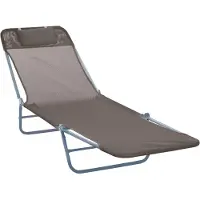 Merax Zonneligbed Opvouwbaar Met Verstelbare Rugleuning – Tuinligbed Voor Tuin - Terras En Balkon – Weerbestendig – Stalen Frame Met Poedercoating – Bruin – 182 × 56 × 28 Cm