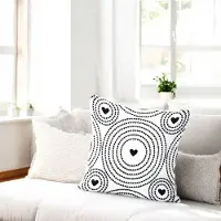 Domarex Decoratieve Kussenhoes 40x40cm - Zwart Wit Hartjes Geometrie