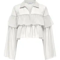 ONLY - ONLSUZZI L/S FRILL TIE TOP OX WVN - Meisjes - Blouses