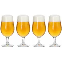 Cookinglife Bierglazen Op Voet - Voetglas Blanco - Beer Glasses - Helder Glas - Elegant - 370 ml, Set Van 4