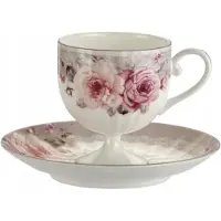 Marco polo Elegante Porseleinen Kop en Schotel met Rozen, 210 ml
