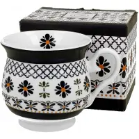 Duo Retro Mok INDIGO 500 ml - Porselein met bloemmotief