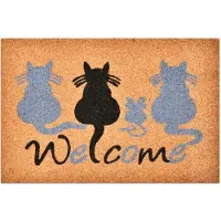 Maan Kokosmat Deurmat 40x60 cm - Natuurlijke Vezels, Kattenprint