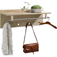 Idimex ULF garderobe met legplank, kledingstang en 4 jashaken, spaanplaat gelamineerd in Sonoma eik, verchroomde metalen onderdelen