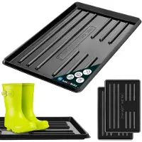 KOTARBAU 2 stuks Schoenenlekbak, Lekbak Schoenen, Kunststof, 60 x 40 cm, Zwart, Schoenendruipbak, Schoenmat, Laarzen Afdruipmat, Lekbak voor Natte Schoenen, Schoenafdruipbak, Schoenenschaal